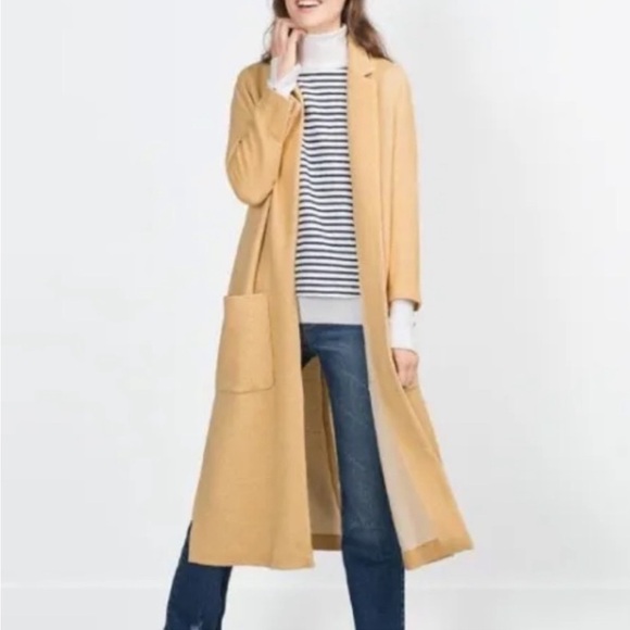 Zara relaxed fit duster trench coat cardigan lightweight  layering large - Picture 2 of 15